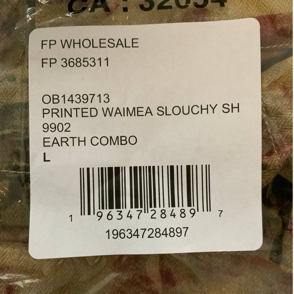 FREE PEOPLE NWOT Printed Waimea Slouchy Short Earth Combo L - Picture 7 of 7